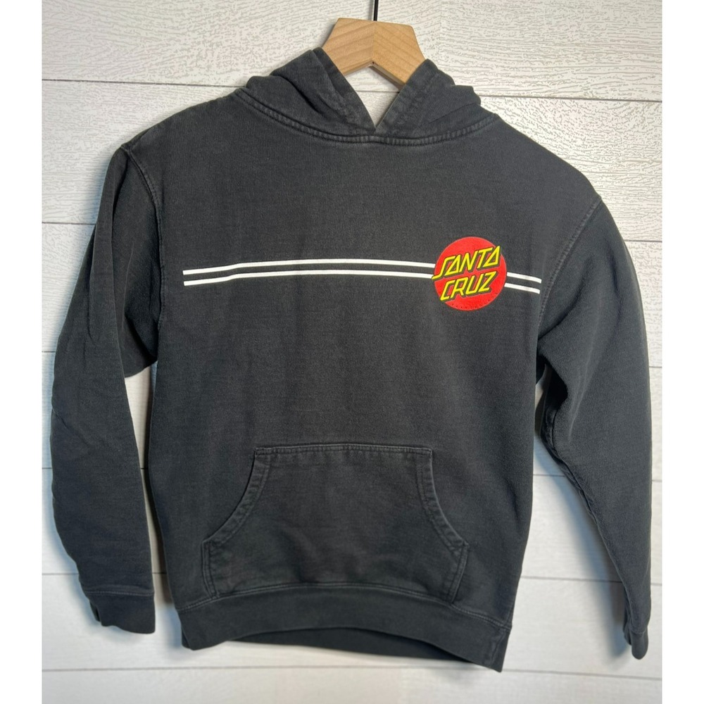 Santa Cruz Skateboards Men Large Black Striped Classic Dot Hoodie Skater Skating